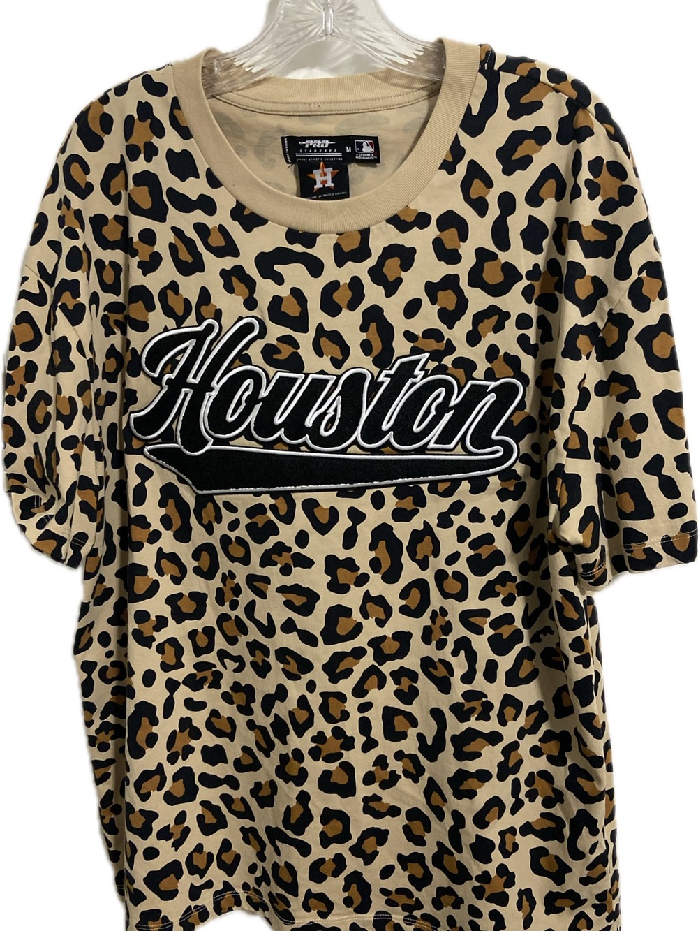 Houston Astros Leopard Print Short Sleeve Tee - Beige/Black/Brown